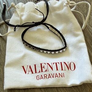 Valentino Garavani Black and Silver Studded Bracelet
